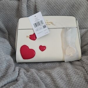 Kate Spade NWT Cream and Red Heart Crossbody Bag